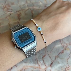 Silver Casio Blue Face Watch